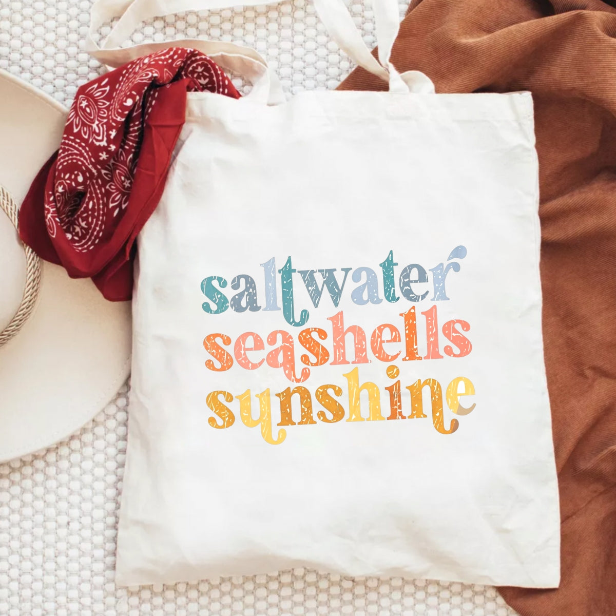 Ocean-Themed DTF Iron-On Transfer Sticker , Vintage Saltwater Seashells and Sunshine Design , Retro Beach Decal for T-Shirts, Hoodies, Tote Bags
