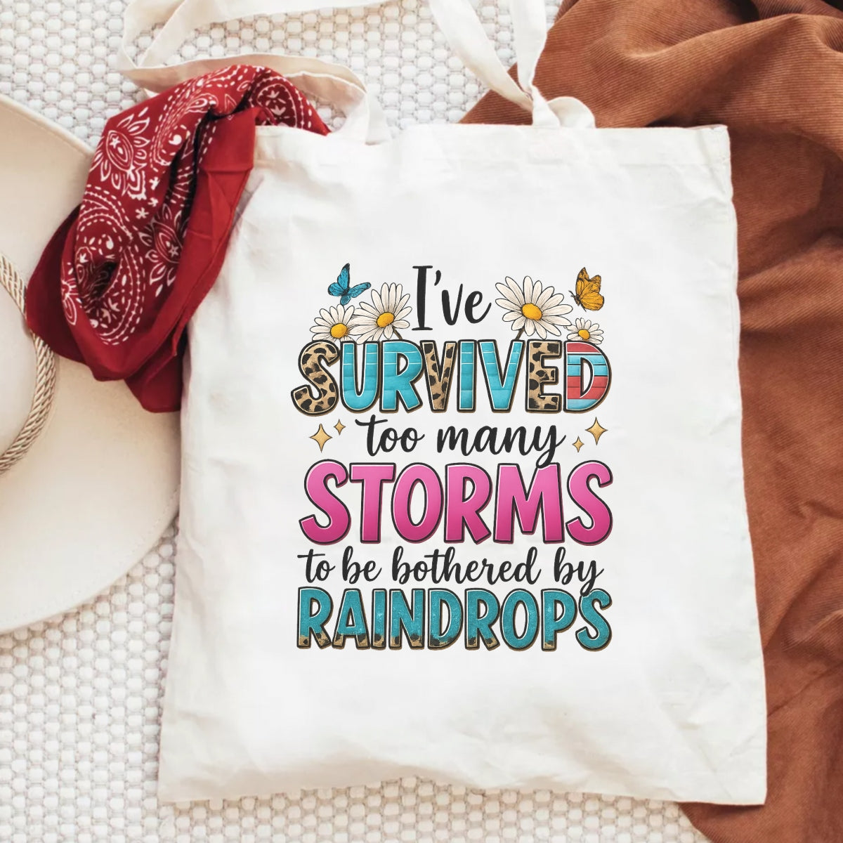 DTF Heat Transfer for T-Shirts , ‘I’ve Survived Too Many Storms’ Inspirational Iron-On Patch Leopard Print Western Floral Design DIY Sublimation Decal for Shirts, Hoodies, Tote Bags , Ready to Press”