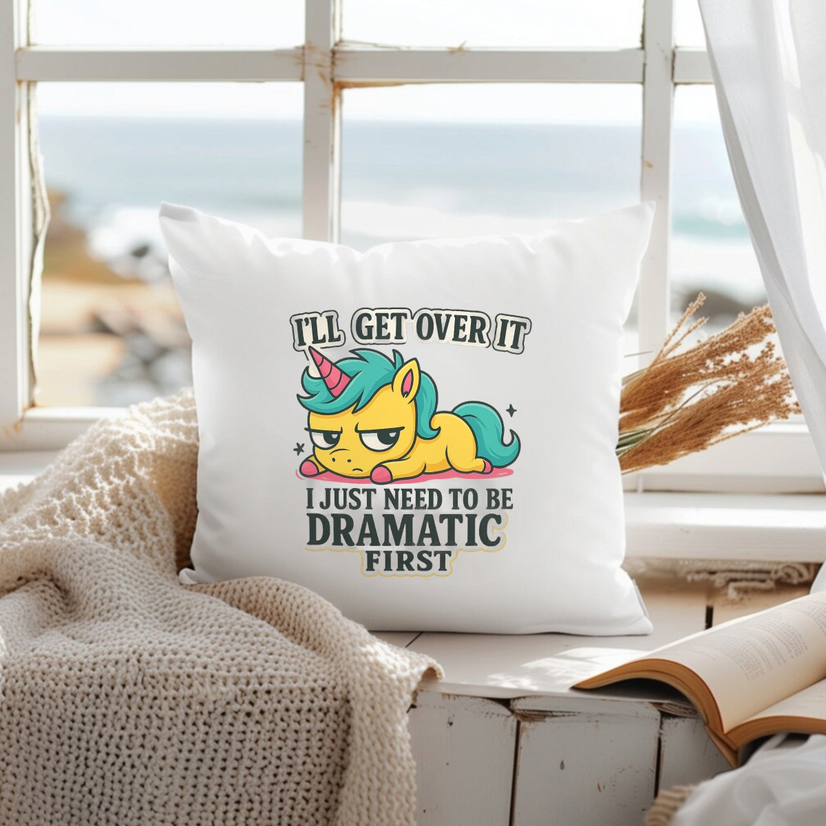 Funny Unicorn DTF Transfer for T-Shirts , “I’ll Get Over It” Grumpy Cartoon Iron-On Patch , Cute Sarcastic Quote Heat Press Design for all
