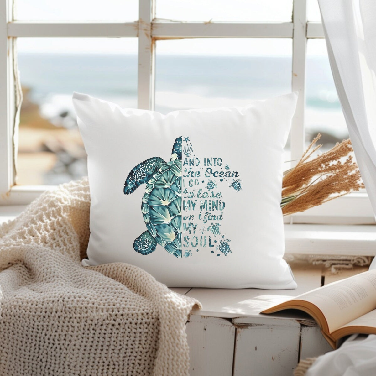 Ocean-Inspired DTF Heat Transfer Vinyl Decal,Sea Turtle & Shell Design for DIY T-Shirts, Pillow Embellishments & Crafts