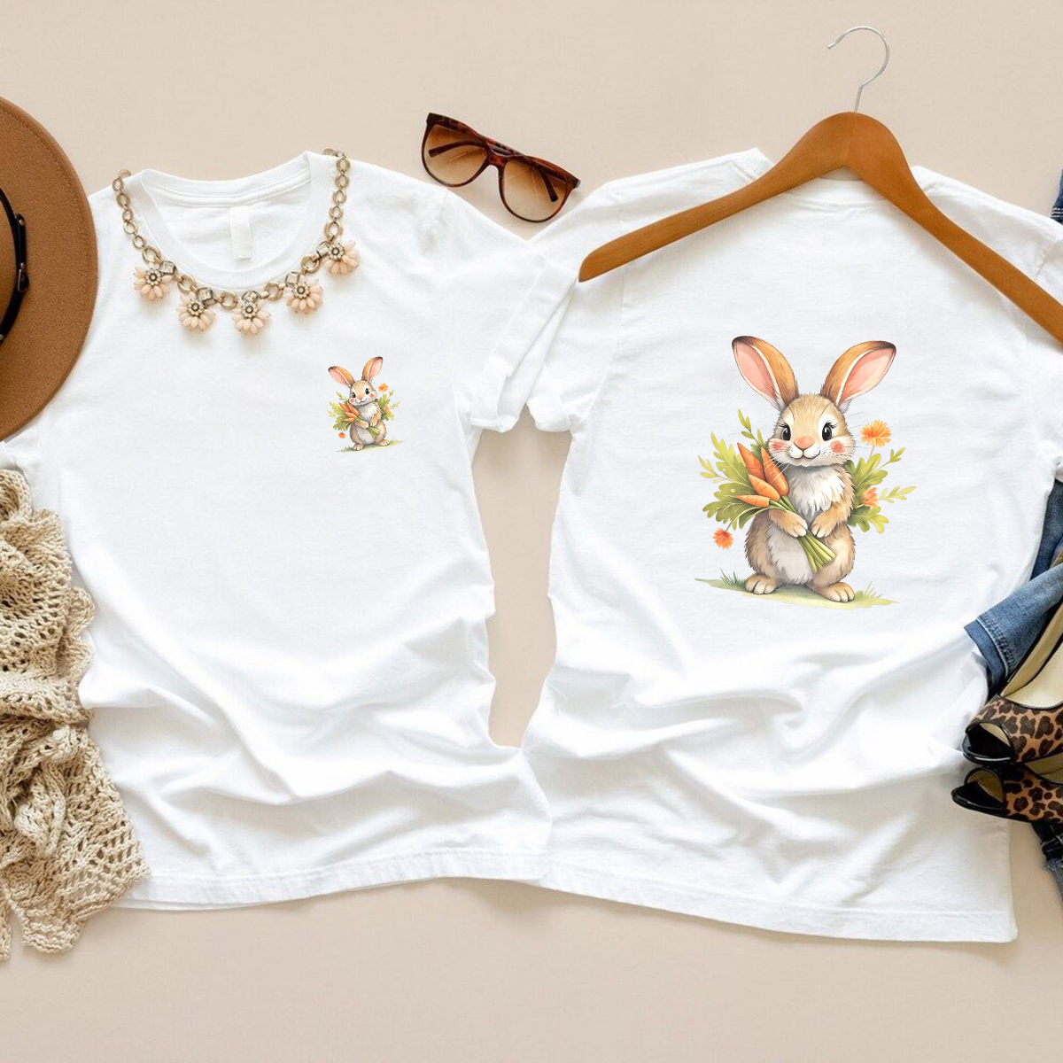 Easter Carrot Rabbit Iron-On Stickers Bunny | Multi-Surface Heat Transfer Decals for Hoodies, Bags & Home Decor | Washable & Durable Appliqué with Cute Spring Theme | Endless DIY Crafting Options