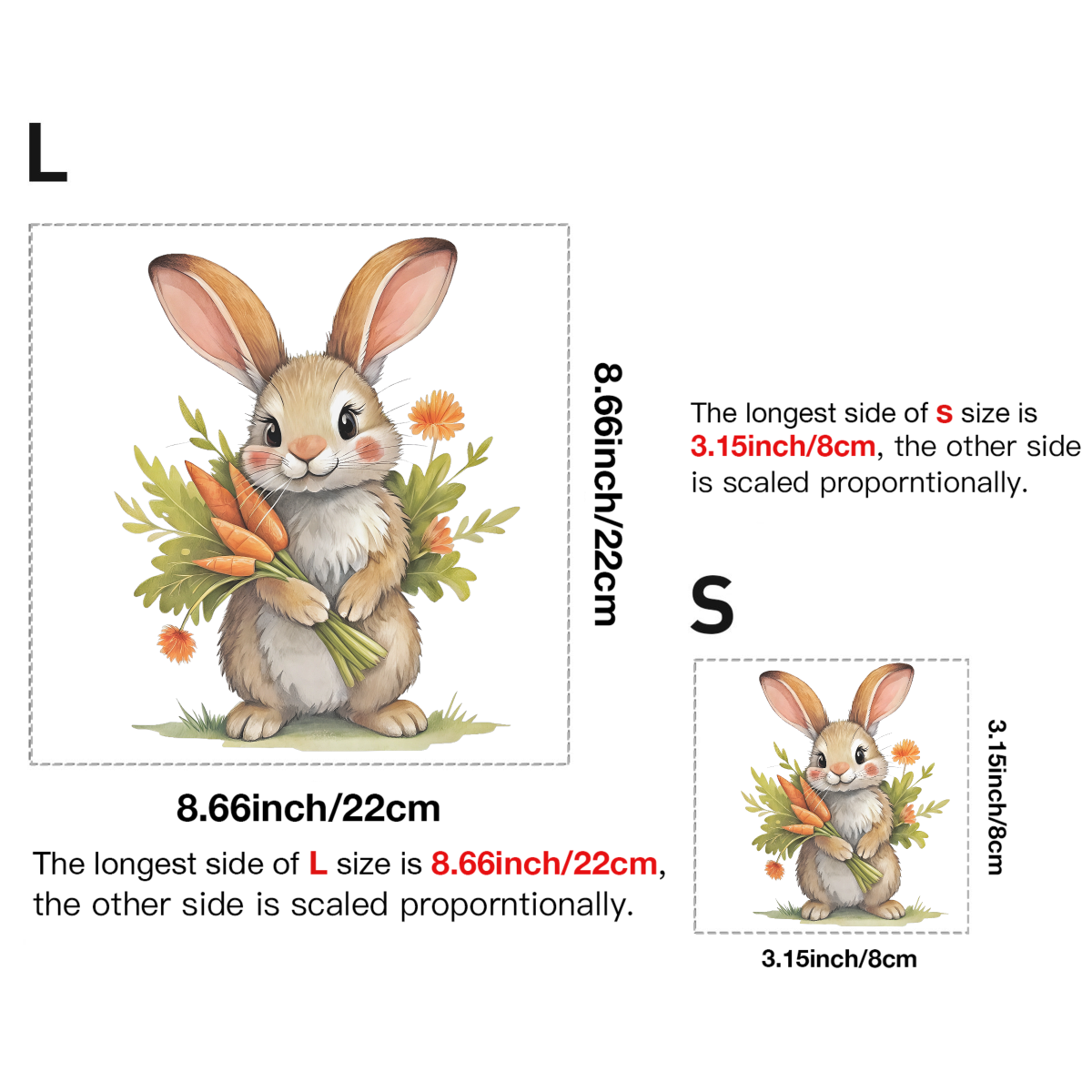 Easter Carrot Rabbit Iron-On Stickers Bunny | Multi-Surface Heat Transfer Decals for Hoodies, Bags & Home Decor | Washable & Durable Appliqué with Cute Spring Theme | Endless DIY Crafting Options