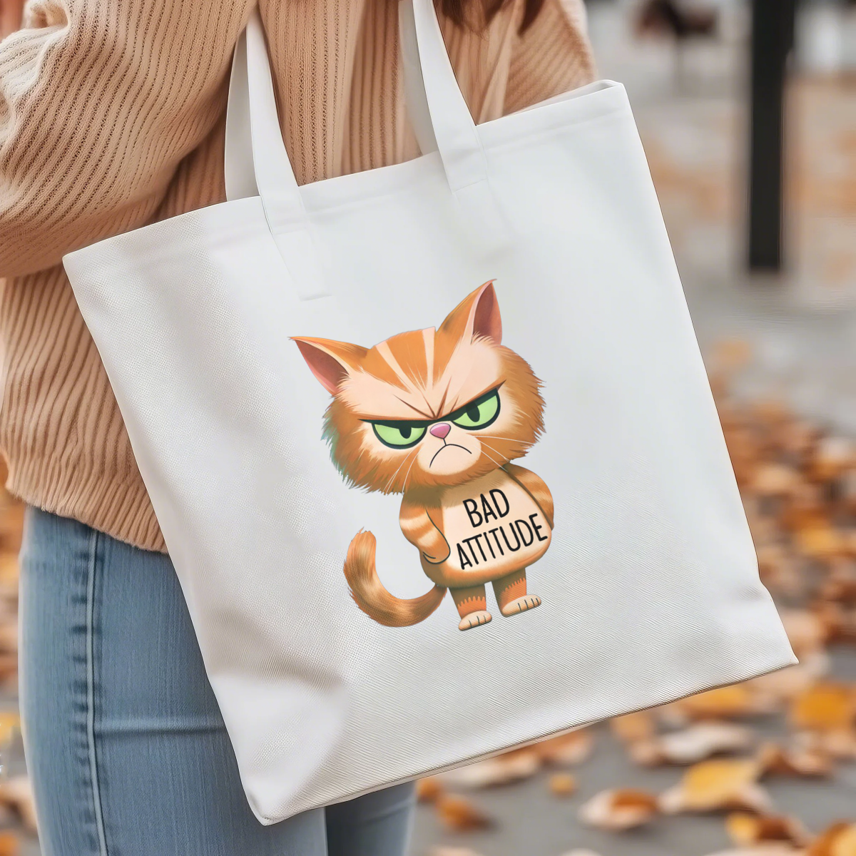 Bad Cat Attitude DTF Transfers | Edgy Applique Patches for Streetwear & Home Textiles | Bold Graphic Art Style | High-Definition Color Retention | Reusable DIY Decor Solution