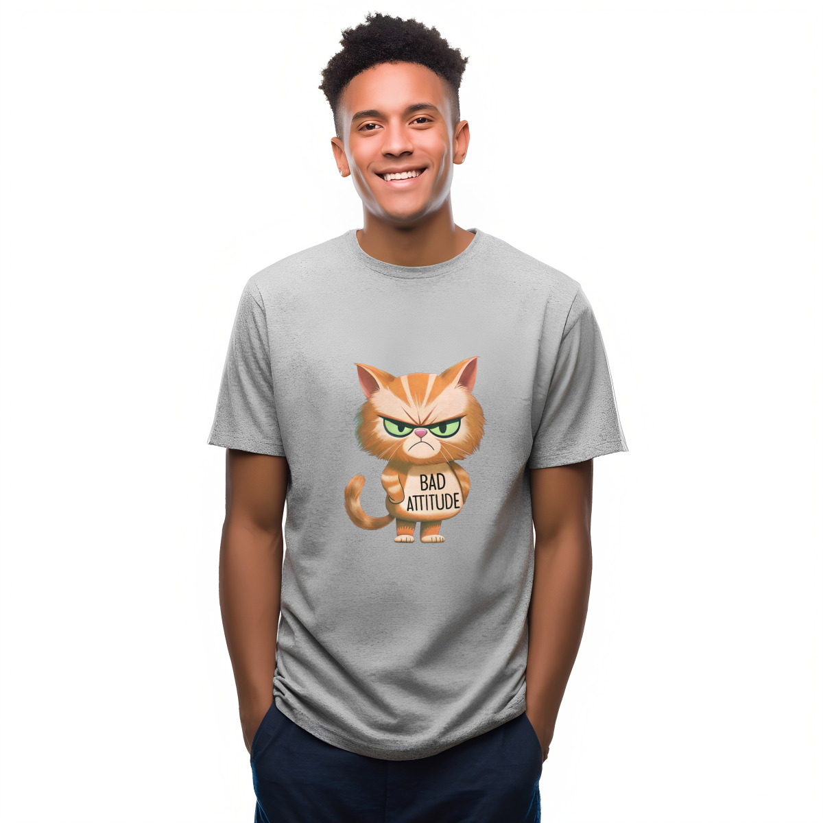 Bad Cat Attitude DTF Transfers | Edgy Applique Patches for Streetwear & Home Textiles | Bold Graphic Art Style | High-Definition Color Retention | Reusable DIY Decor Solution