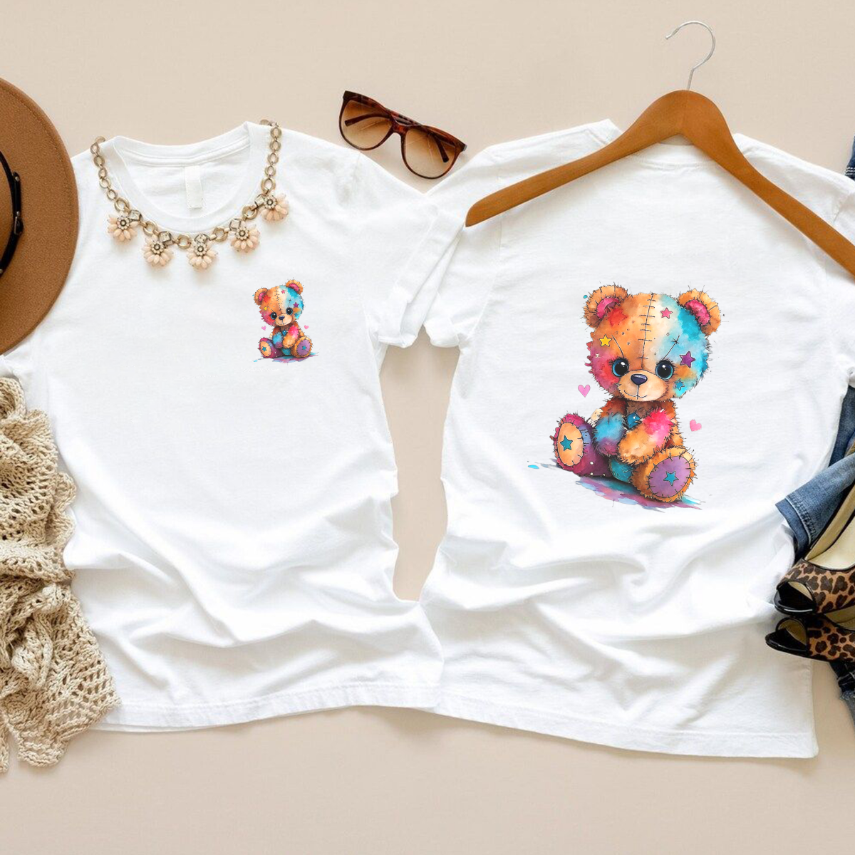 Colorful Bear DTF Transfers ,  Ultra-Soft Fabric Fusion Technology , Crack-Resistant Coating,  Long-Lasting Garment Adhesion