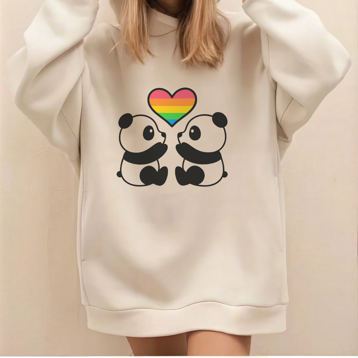 Colorful Heart Panda Iron-On Stickers ,Multi-Surface Heat Transfer Decals for Hoodies, Bags , Washable and Durable with Cute Spring Theme , Endless DIY Crafting Options