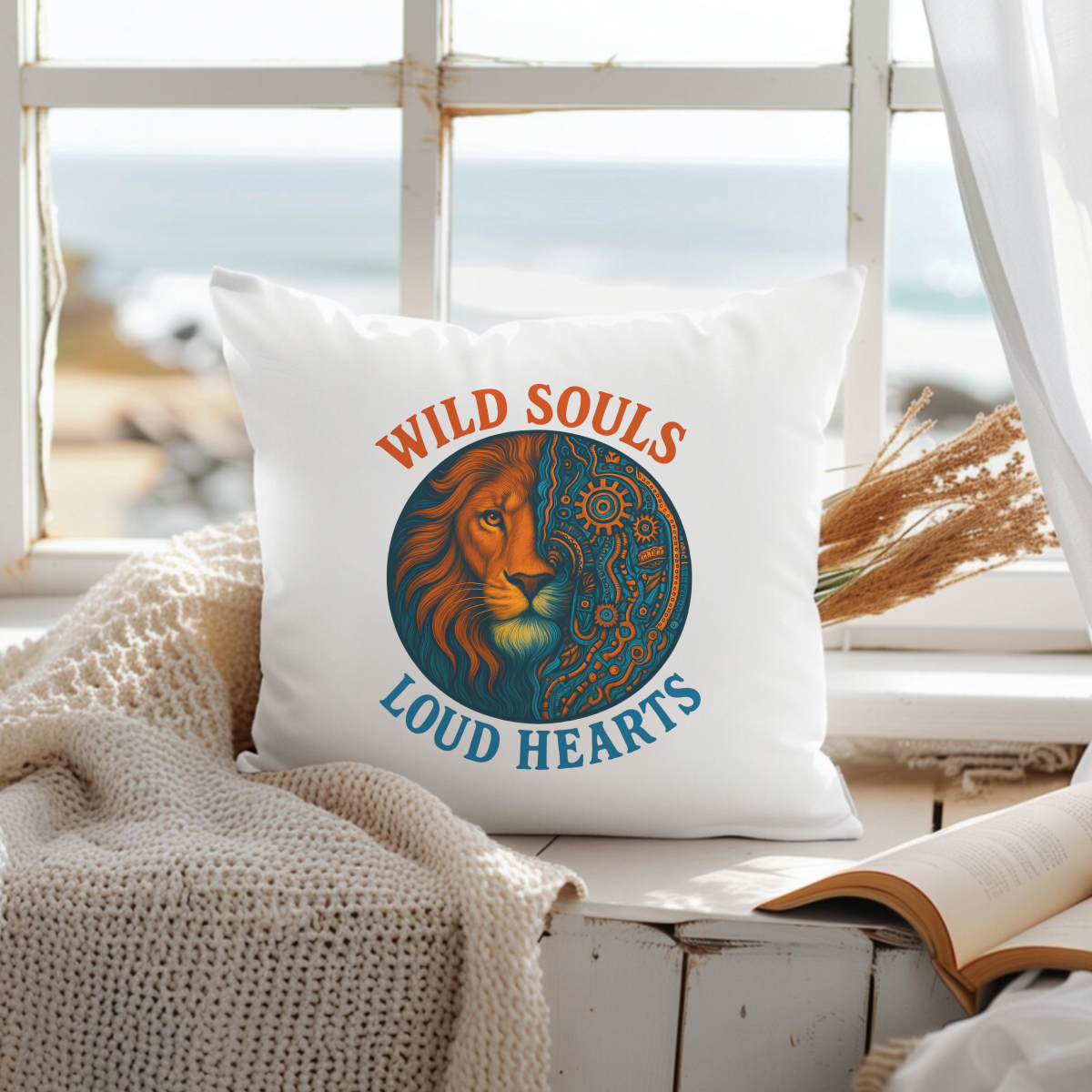Wild Soul Lion DTF Iron-On Transfer, Steampunk Mechanical Animal Patch for T-Shirts, Hoodies, Jackets, Loud Heart Boho Punk Y2K Heat Press Decal