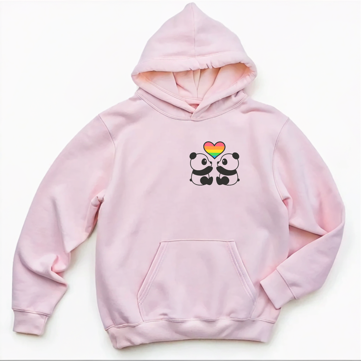 Colorful Heart Panda Iron-On Stickers ,Multi-Surface Heat Transfer Decals for Hoodies, Bags , Washable and Durable with Cute Spring Theme , Endless DIY Crafting Options