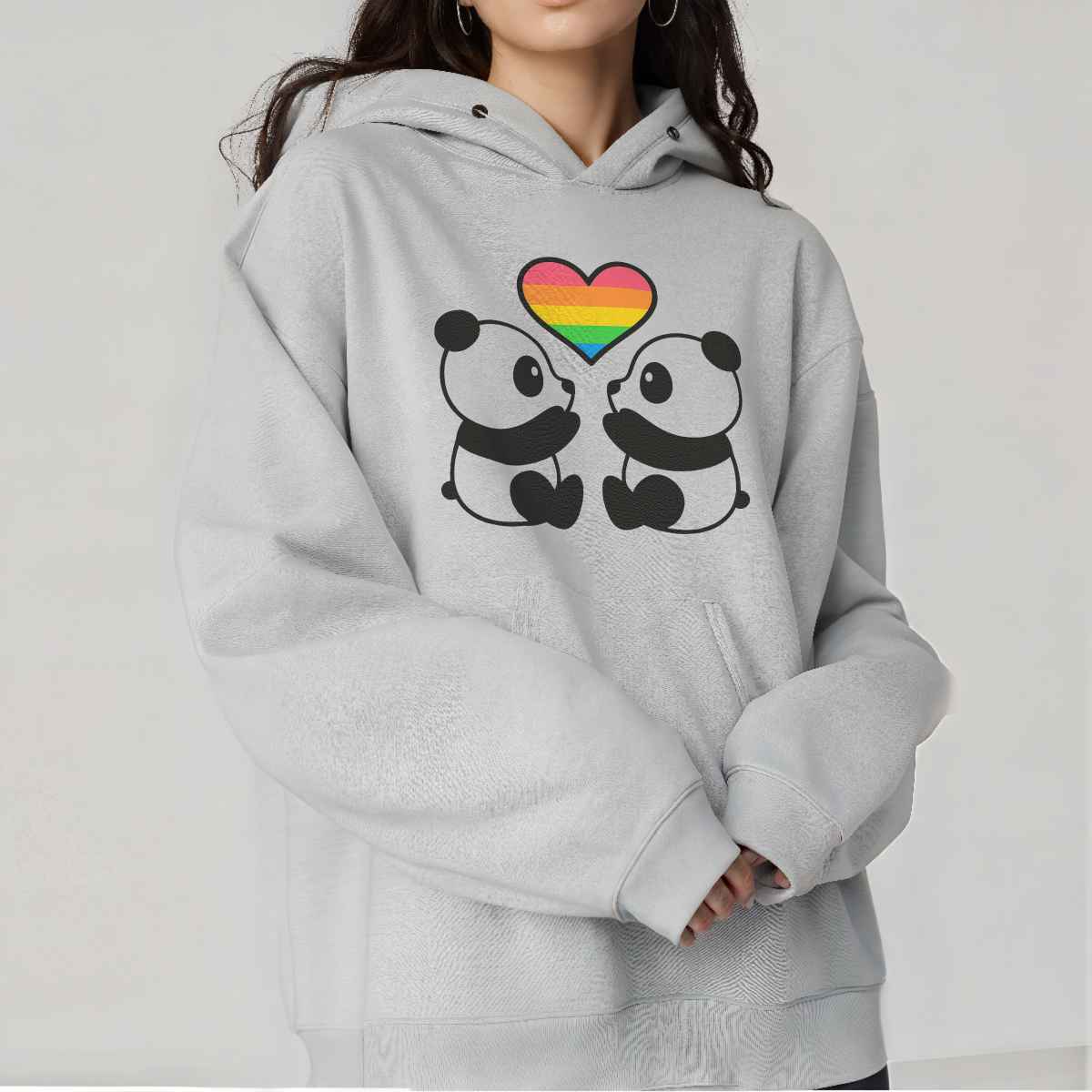 Colorful Heart Panda Iron-On Stickers ,Multi-Surface Heat Transfer Decals for Hoodies, Bags , Washable and Durable with Cute Spring Theme , Endless DIY Crafting Options