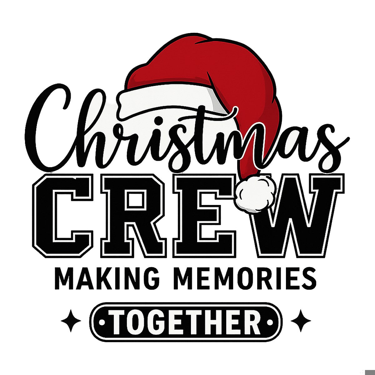 DTF Heat Transfer Iron On Sticker Christmas Crew Santa Hat Graphic for Holiday T Shirts Sweatshirts Family Matching Outfits Home Decor and Christmas Celebrations - 1
