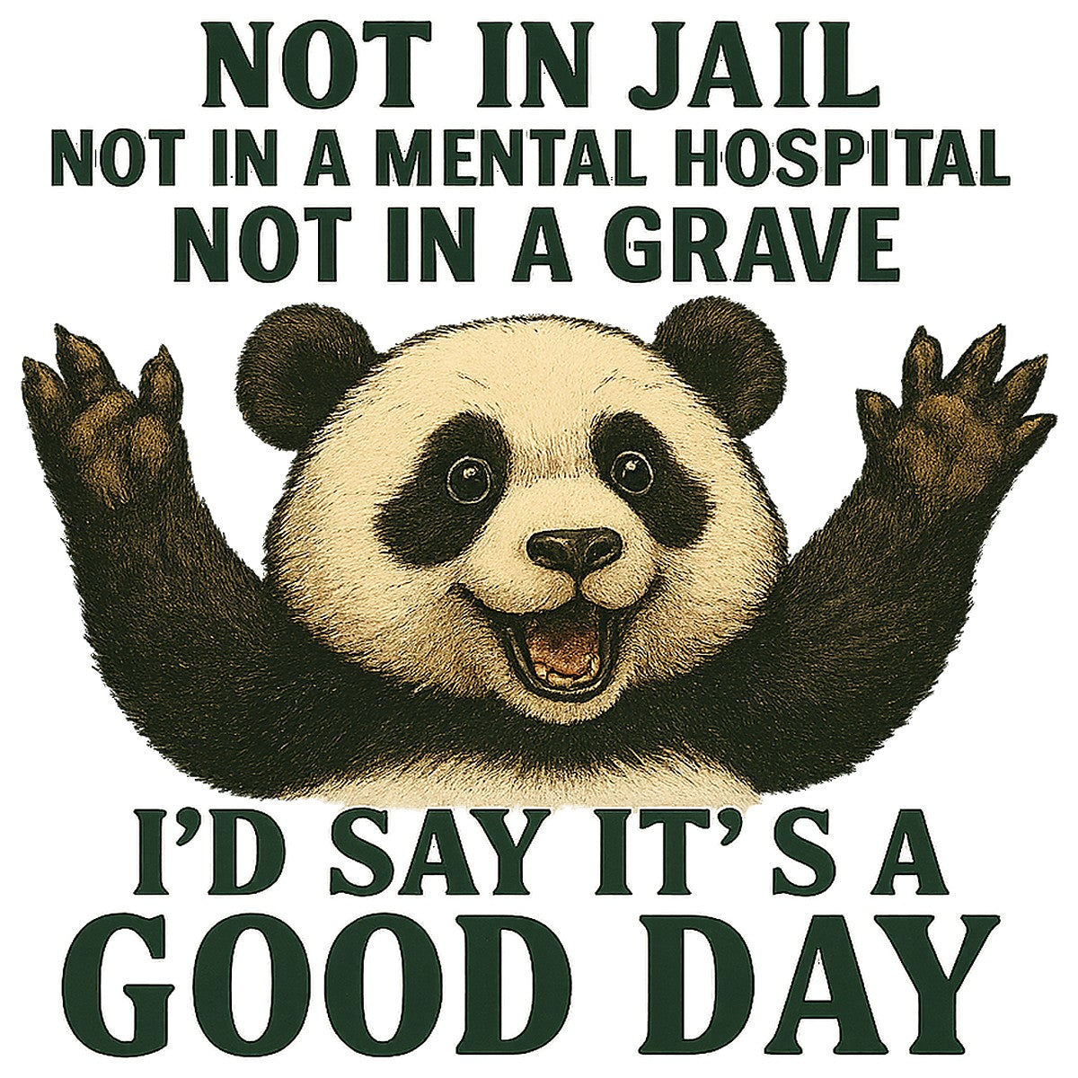 DTF Heat Transfer Iron On Sticker Happy Panda with Positive Quote Graphic for DIY T Shirts Hoodies Tote Bags and Home Decor - 1