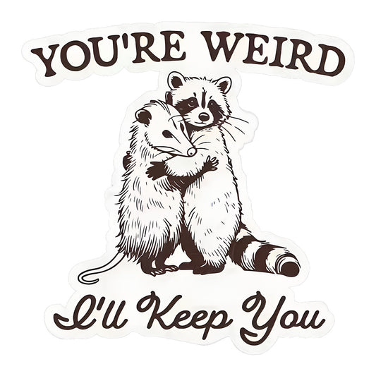 DTF Heat Transfer Iron On Sticker Cute Raccoon and Opossum Hugging Graphic for Halloween Decorations T Shirts Hoodies and Home Decor - 1