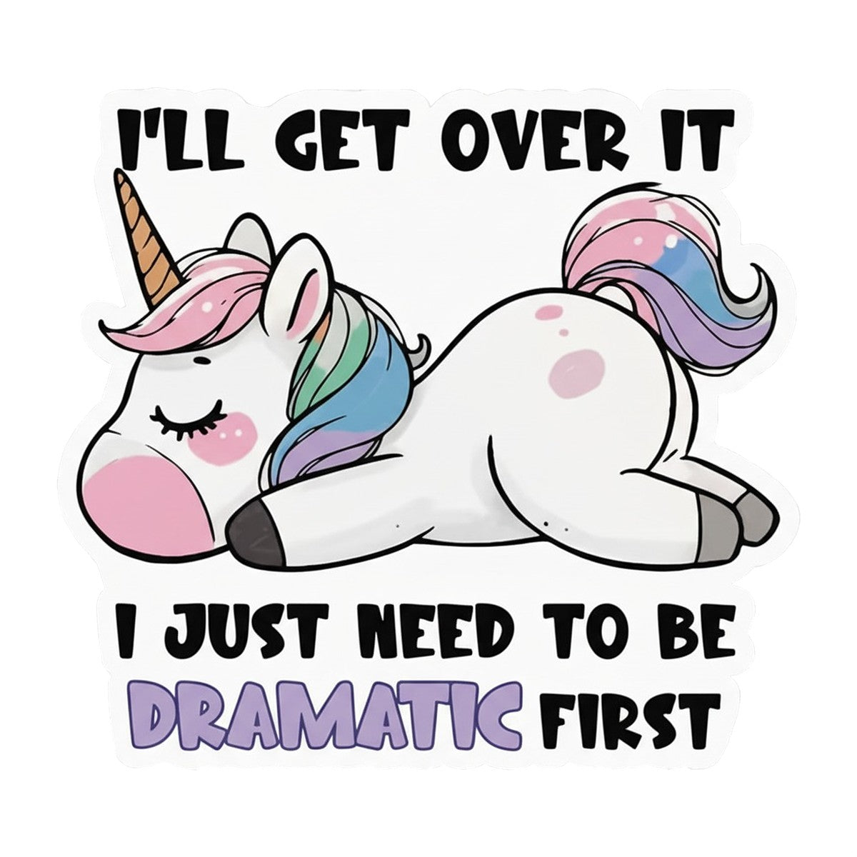 DTF Heat Transfer Iron On Sticker Cute Sleeping Unicorn with Rainbow Mane and Funny Quote for Apparel DIY T Shirts Hoodies Bags and Home Decor - 1