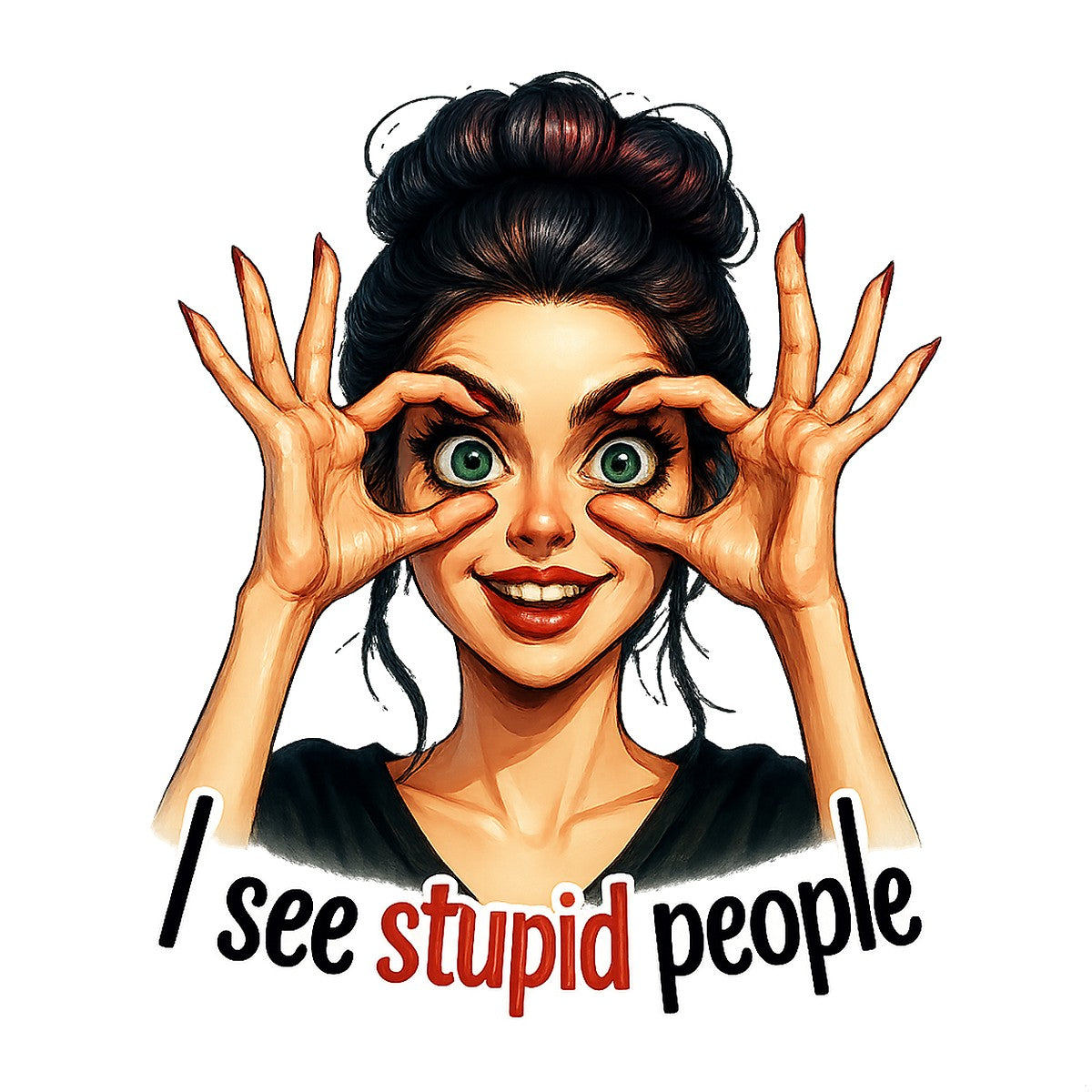 DTF Heat Transfer Iron On Sticker I See Stupid People Funny Graphic for Halloween Decorations T Shirts Hoodies Bags and Home Decor - 1