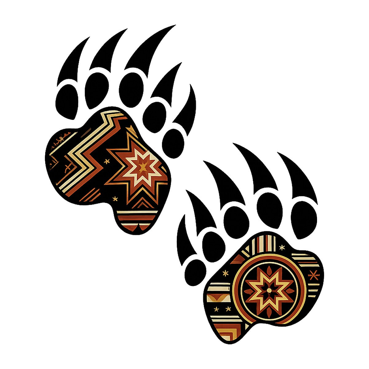 DTF Heat Transfer Iron On Sticker Tribal Bear Paw Print Pattern for Halloween Decorations T Shirts Hoodies Bags and Home Decor - 1