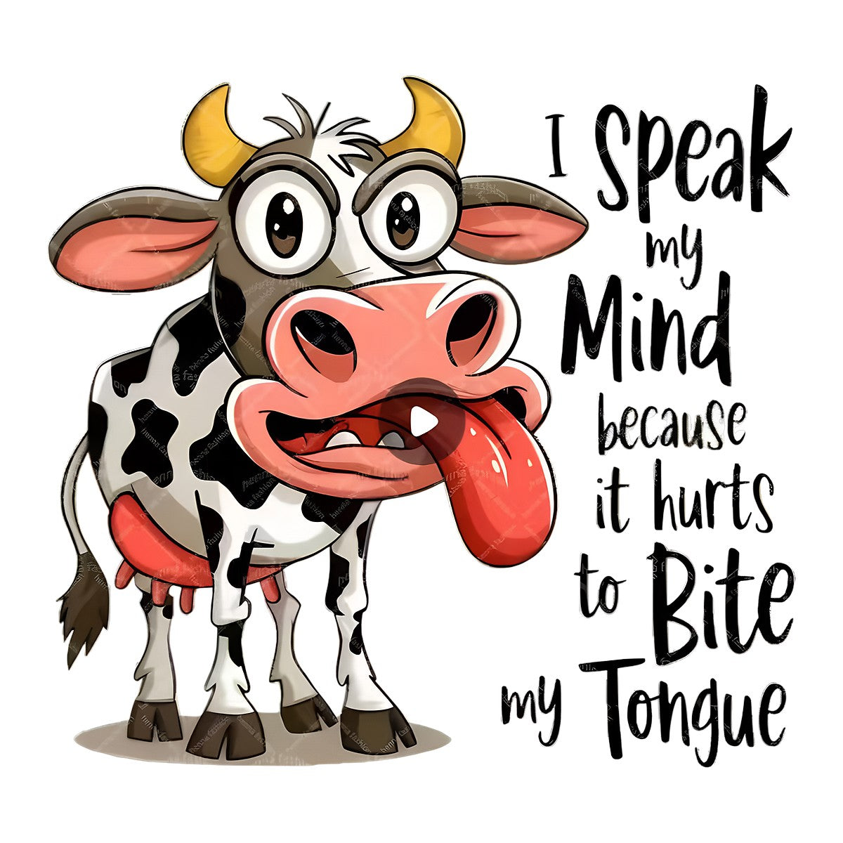 DTF Heat Transfer Iron On Sticker Funny Cow Cartoon with I Speak My Mind Quote for T Shirts Hoodies Bags and Home Decor - 1