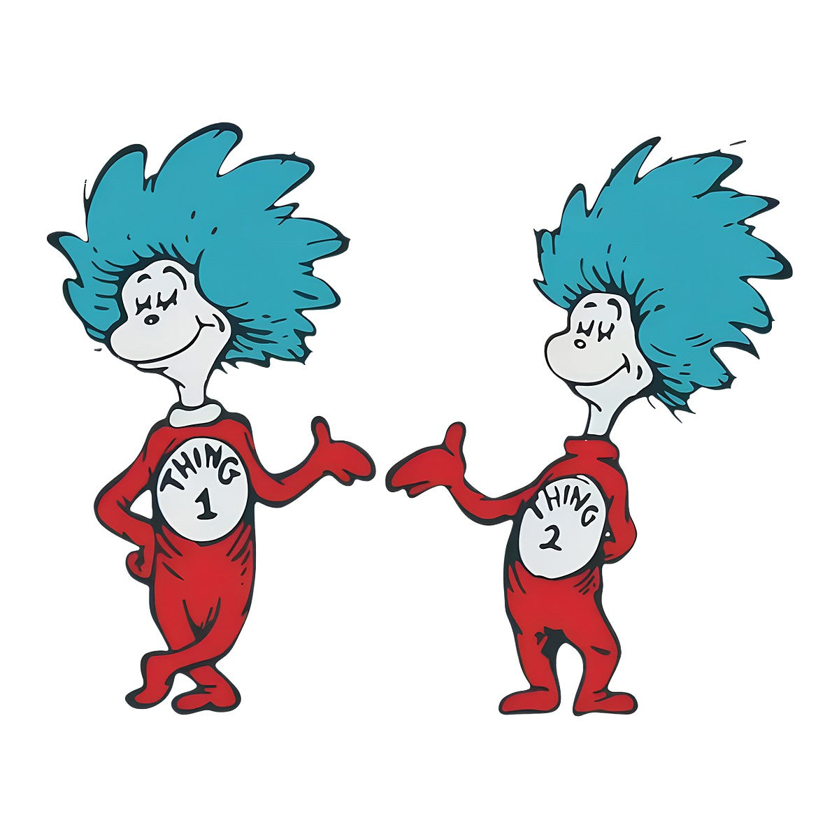 DTF Heat Transfer Iron On Sticker Thing One and Thing Two Characters in Red Suits for Halloween Party Favors T Shirts Hoodies Bags and Home Decor - 1