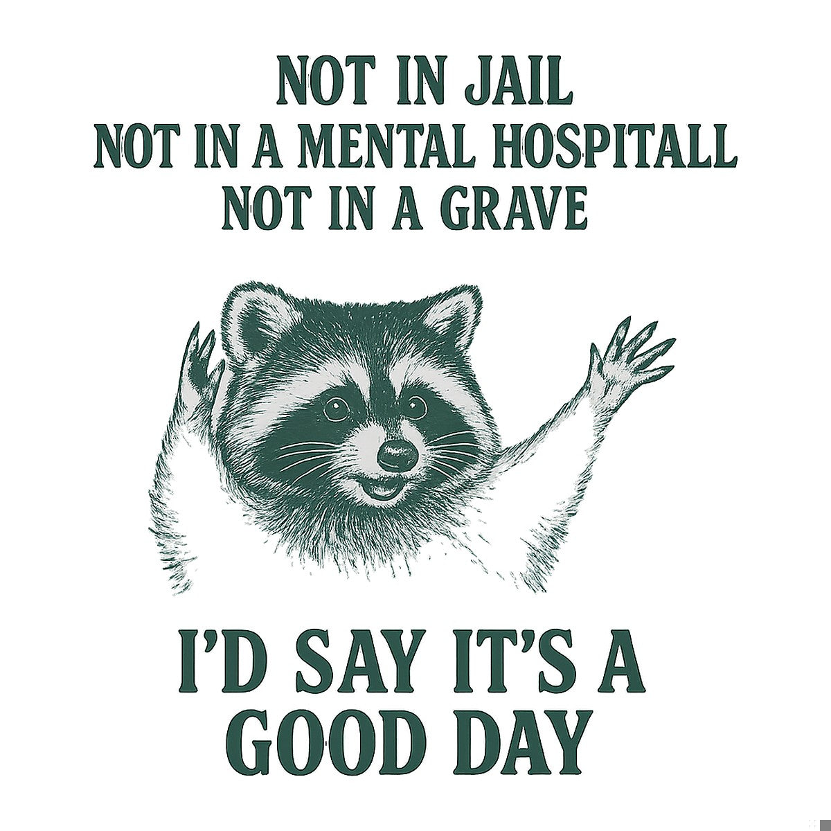 DTF Heat Transfer Iron On Sticker Cheeky Raccoon with Humorous Quote for Fall Apparel and Home Decor - 1