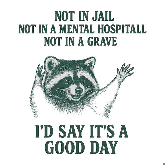 DTF Heat Transfer Iron On Sticker Cheeky Raccoon with Humorous Quote for Fall Apparel and Home Decor - 1