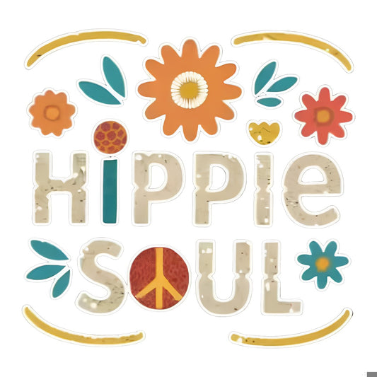DTF Heat Transfer Iron On Sticker Hippie Soul Retro Floral Pattern for Apparel Bags Jackets and Home Decor - 1