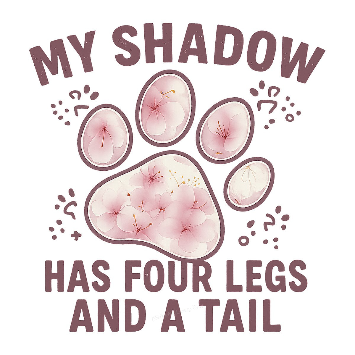 DTF Heat Transfer Iron On Sticker Iron On Transfers for T Shirts Floral Pet Paw Print My Shadow Has Four Legs and a Tail Design for Animal Lovers Apparel - 1