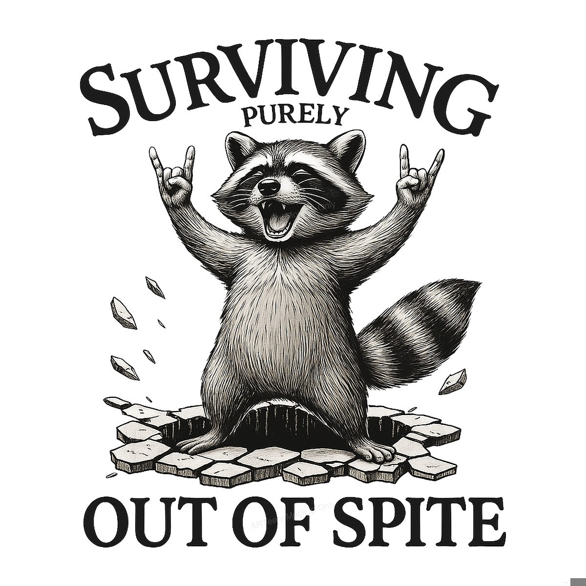 DTF Heat Transfer Iron On Sticker Iron On Transfers for T Shirts Surviving Raccoon Design Fun Casual Wear Vintage Style Local Warehouse - 1