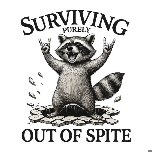 DTF Heat Transfer Iron On Sticker Iron On Transfers for T Shirts Surviving Raccoon Design Fun Casual Wear Vintage Style Local Warehouse - 1