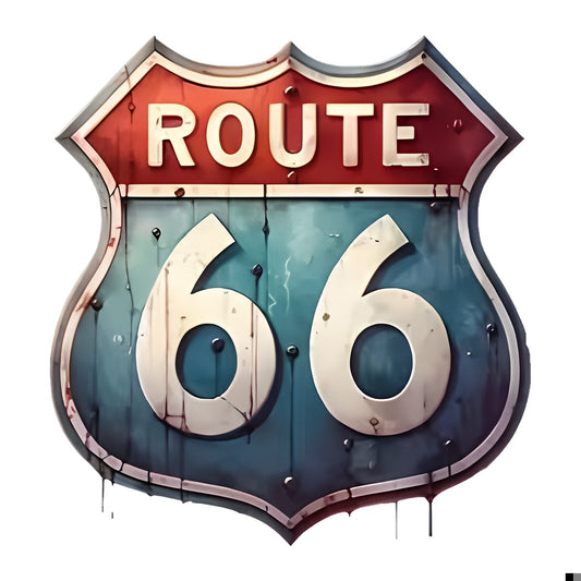 DTF Heat Transfer Iron On Sticker Vintage Route 66 Highway Sign for Apparel Bags Jackets and Home Decor - 1