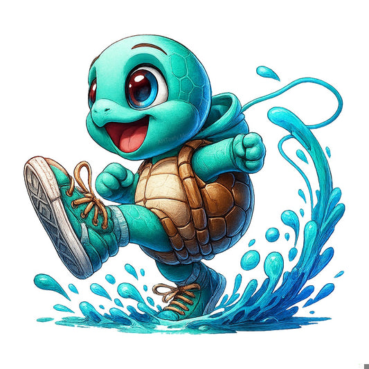 DTF Heat Transfer Iron On Sticker Adorable Turtle Splash Design for T Shirts Hoodies Local Warehouse - 1