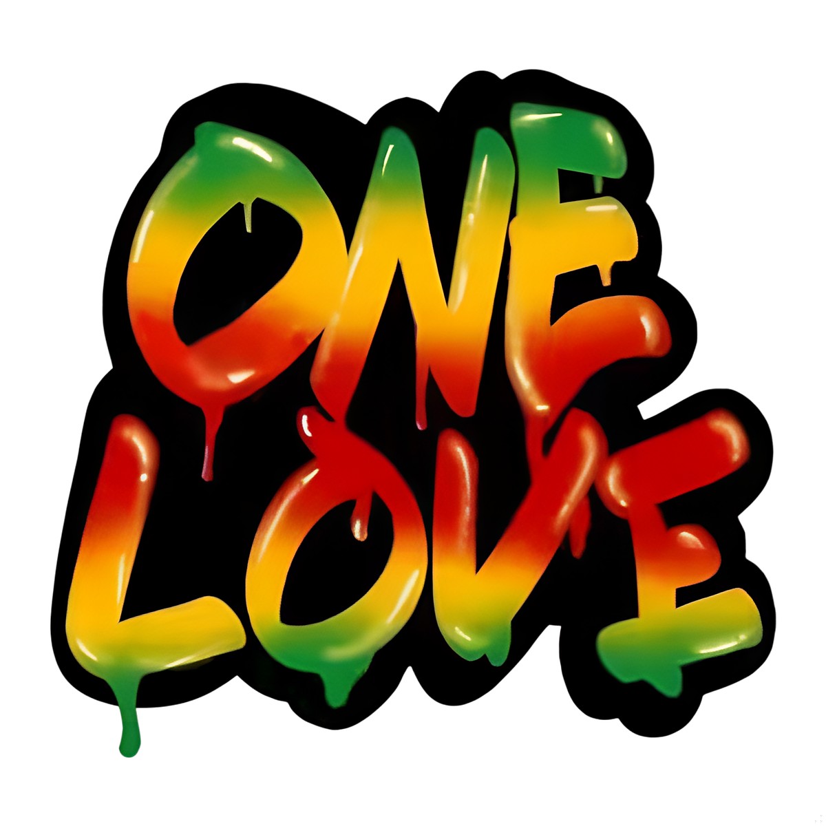 DTF Heat Transfer Iron On Sticker One Love Dripping Graffiti in Vibrant Yellow Green Red for Halloween Party Favors T Shirts Hoodies Bags and Home Decor - 1
