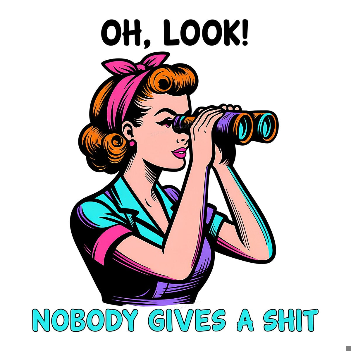 DTF Heat Transfer Iron On Sticker Iron On Transfers for T Shirts Retro Pop Art Woman with Binoculars Sassy Statement Fashion Forward Clearance - 1