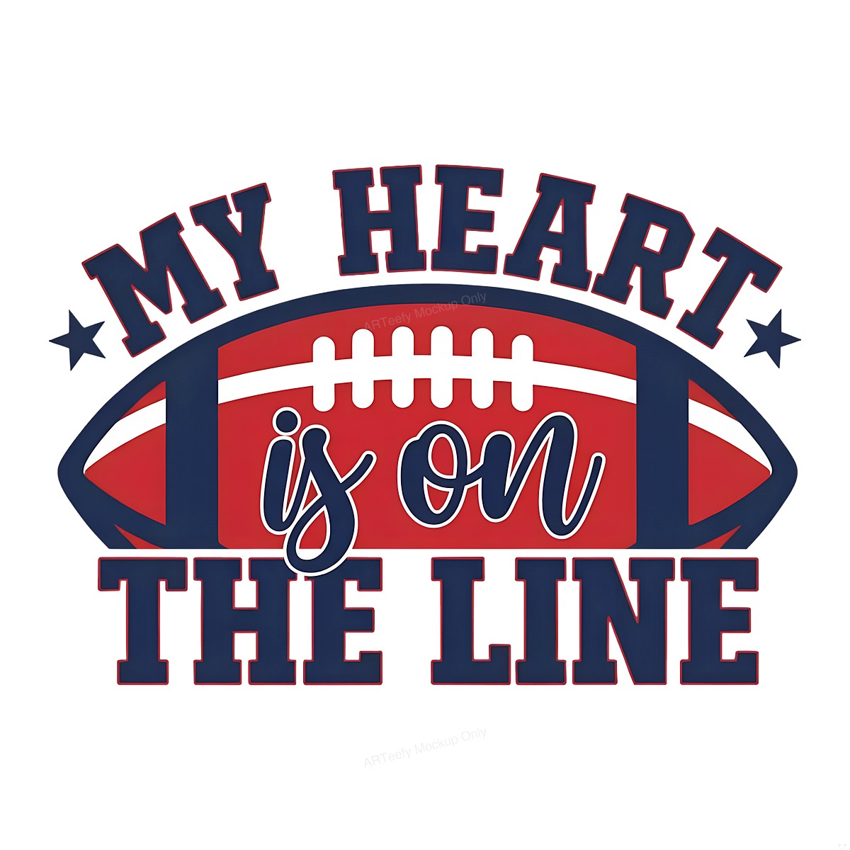 DTF Heat Transfer Iron On Sticker Iron On Transfers for T Shirts Football Theme My Heart is on the Line Design for Sports Apparel Local Warehouse - 1