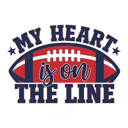 DTF Heat Transfer Iron On Sticker Iron On Transfers for T Shirts Football Theme My Heart is on the Line Design for Sports Apparel Local Warehouse - 1