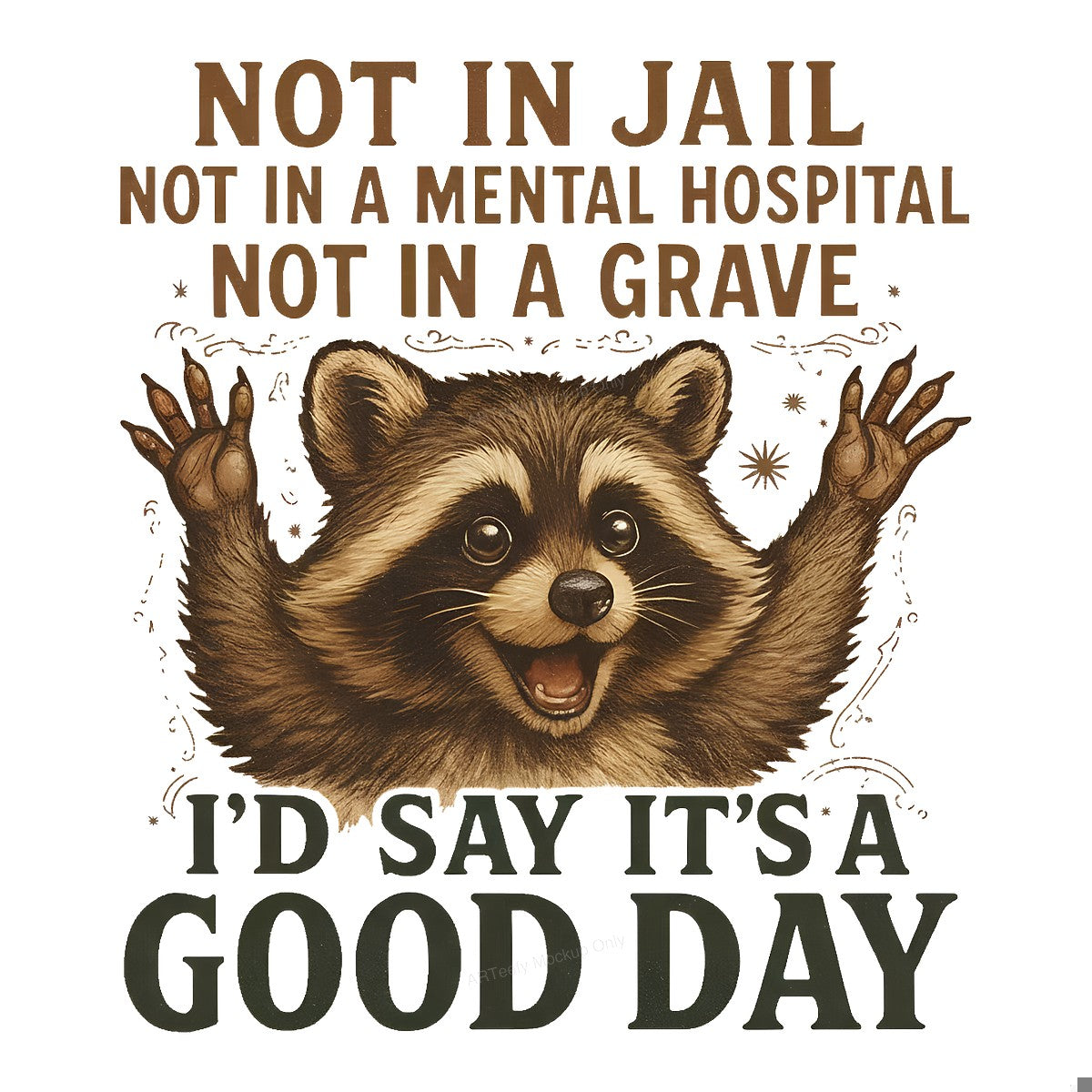 DTF Heat Transfer Iron On Sticker Iron On Transfers for T Shirts Funny Raccoon Design Good Day Quote for Casual Wear Local Warehouse - 1