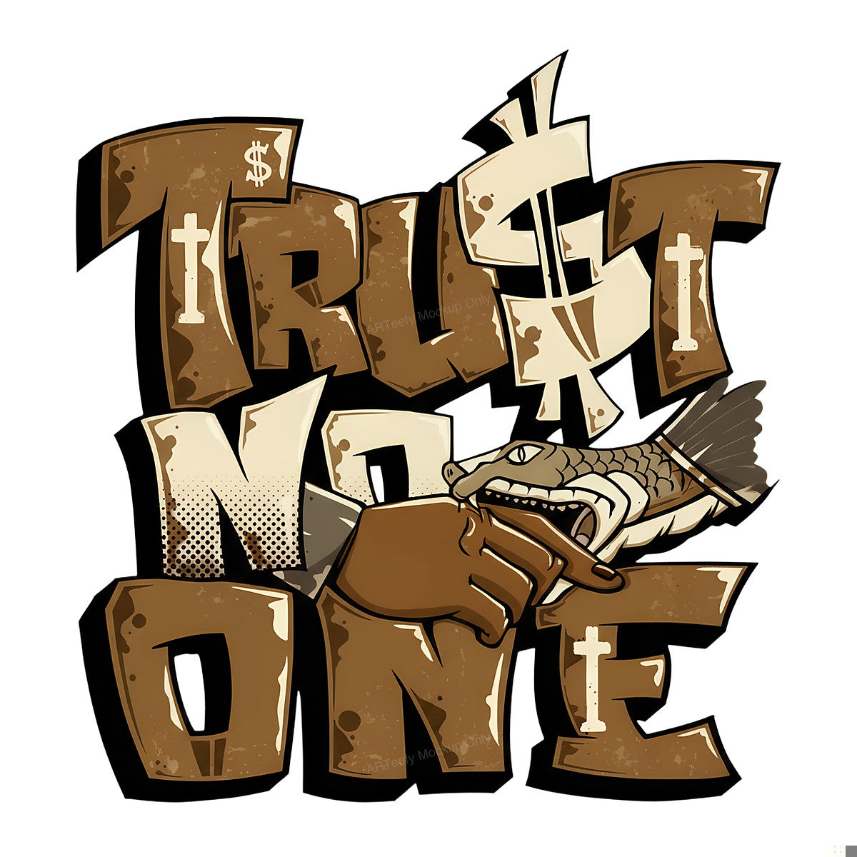 DTF Heat Transfer Iron On Sticker DTF Transfers Ready to Press Trust No One Urban Graffiti Style for Streetwear Fashion Clearance Local Warehouse - 1
