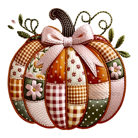 DTF Heat Transfer Iron On Sticker Heat Transfer Designs Ready to Press Patchwork Pumpkin with Floral Pattern for Fall Decorations Thanksgiving Iron On Heat Transfers Clearance - 1