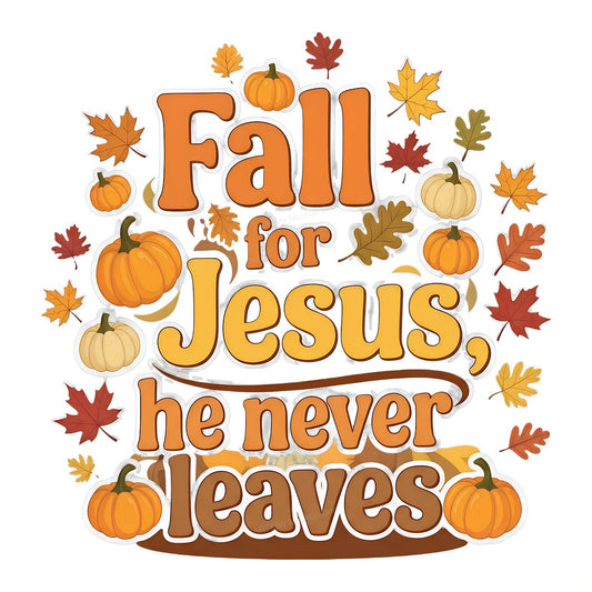 DTF Heat Transfer Iron On Sticker Heat Transfer Designs Ready to Press Fall for Jesus Pumpkins Leaves Theme for Thanksgiving Apparel Local Warehouse - 1