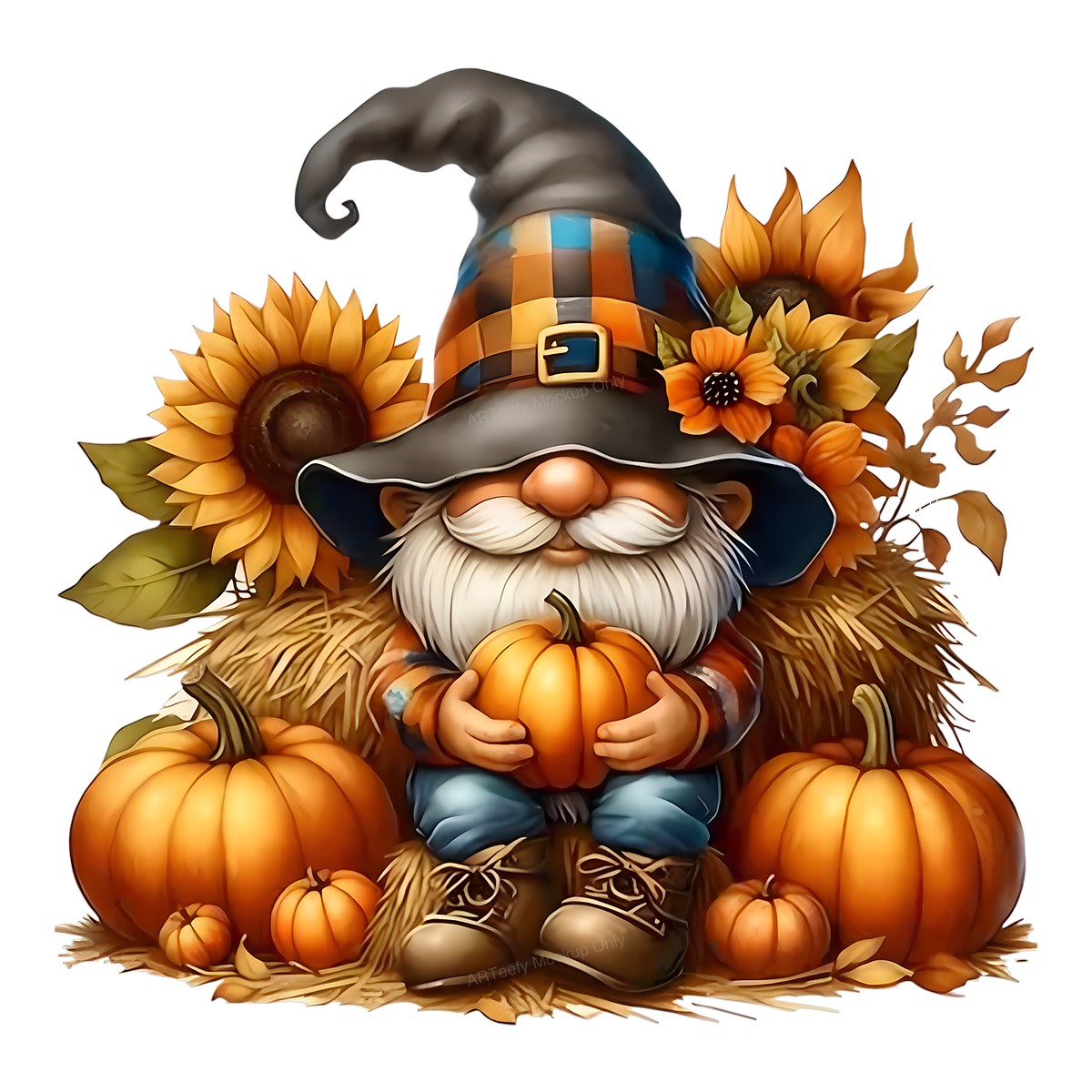 DTF Heat Transfer Iron On Sticker Heat Transfer Designs Ready to Press Autumn Gnome with Pumpkin Sunflower for Fall Decorations Local Warehouse - 1