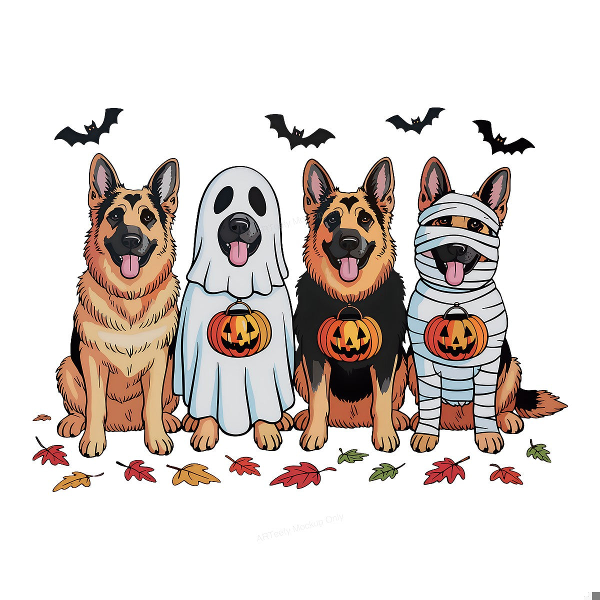 DTF Heat Transfer Iron On Sticker Iron On Transfers for T Shirts Halloween German Shepherd Ghost Mummy Design for Party Wear Local Warehouse - 1