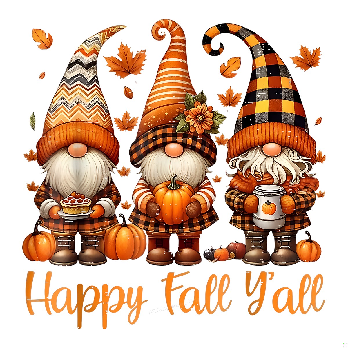 DTF Heat Transfer Iron On Sticker Heat Transfer Designs Ready to Press Autumn Gnomes with Pumpkins and Leaves for Fall Home Decor Clearance - 1