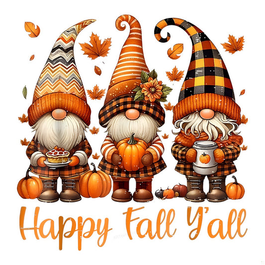DTF Heat Transfer Iron On Sticker Heat Transfer Designs Ready to Press Autumn Gnomes with Pumpkins and Leaves for Fall Home Decor Clearance - 1