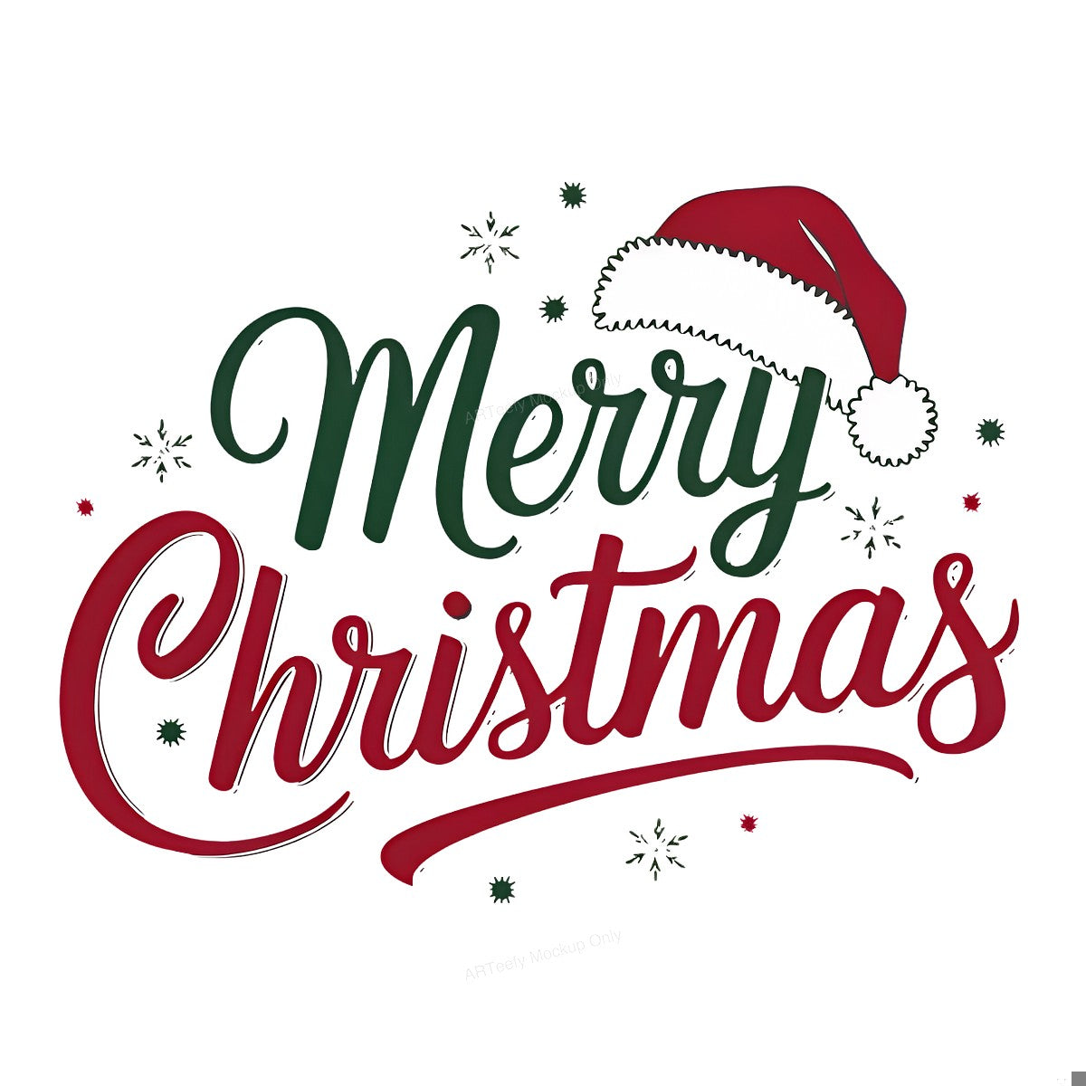 DTF Heat Transfer Iron On Sticker Heat Transfer Designs Ready to Press Merry Christmas Lettering with Santa Hat for Holiday Apparel Decorations Clearance - 1