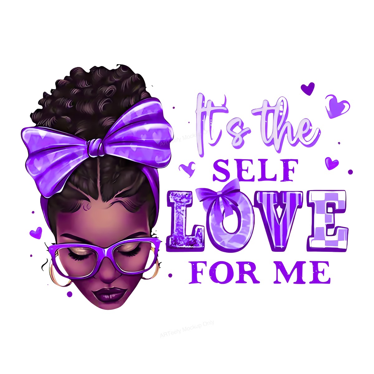 DTF Heat Transfer Iron On Sticker Iron On Transfers for T Shirts Purple Bow Self Love Lettering Designs for Apparel Halloween Clearance - 1