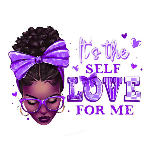 DTF Heat Transfer Iron On Sticker Iron On Transfers for T Shirts Purple Bow Self Love Lettering Designs for Apparel Halloween Clearance - 1