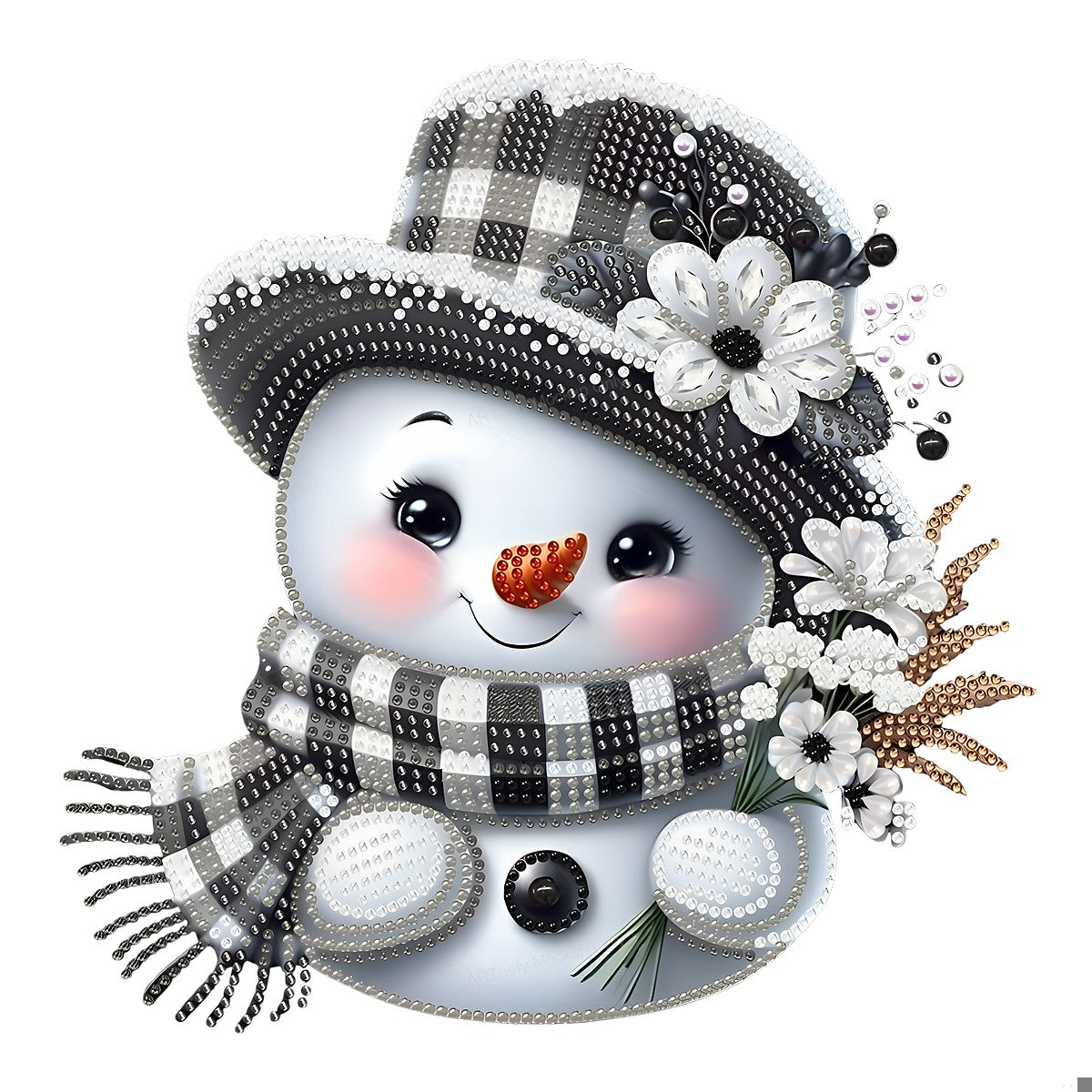 DTF Heat Transfer Iron On Sticker Heat Transfer Designs Ready to Press Snowman with Plaid Scarf and Floral Hat for Christmas Apparel Local Warehouse - 1