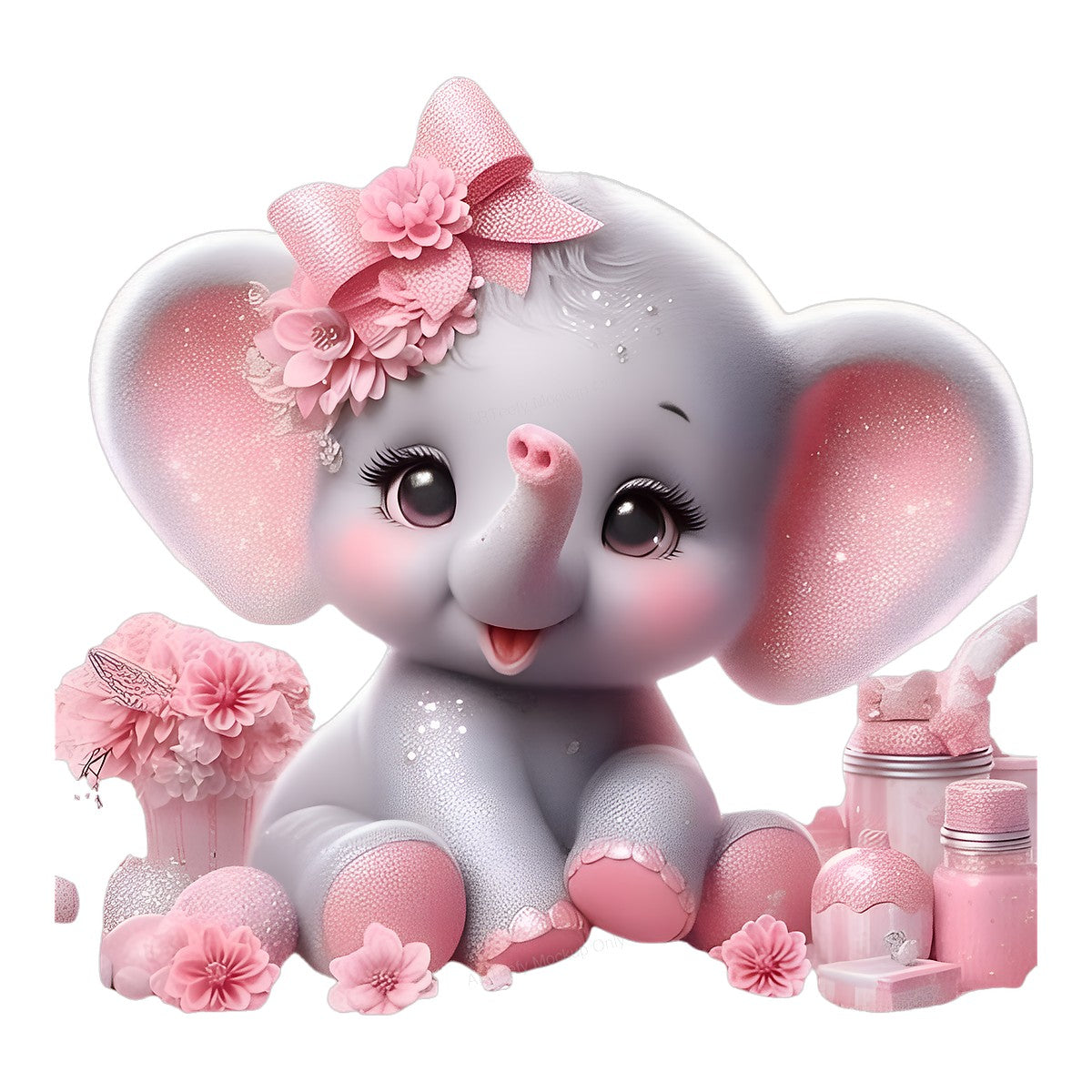 DTF Heat Transfer Iron On Sticker Iron On Transfers for T Shirts Cute Pink Elephant with Bows Flowers Perfect for Baby Shower Gifts Local Warehouse - 1