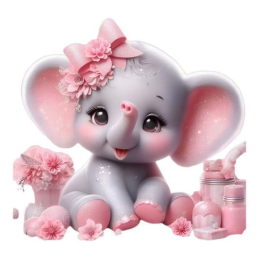 DTF Heat Transfer Iron On Sticker Iron On Transfers for T Shirts Cute Pink Elephant with Bows Flowers Perfect for Baby Shower Gifts Local Warehouse - 1
