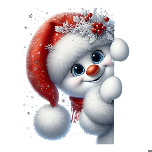 DTF Heat Transfer Iron On Sticker Heat Transfer Designs Ready to Press Snowman with Red Santa Hat Christmas Iron On for T Shirts Hoodies Local Warehouse - 1