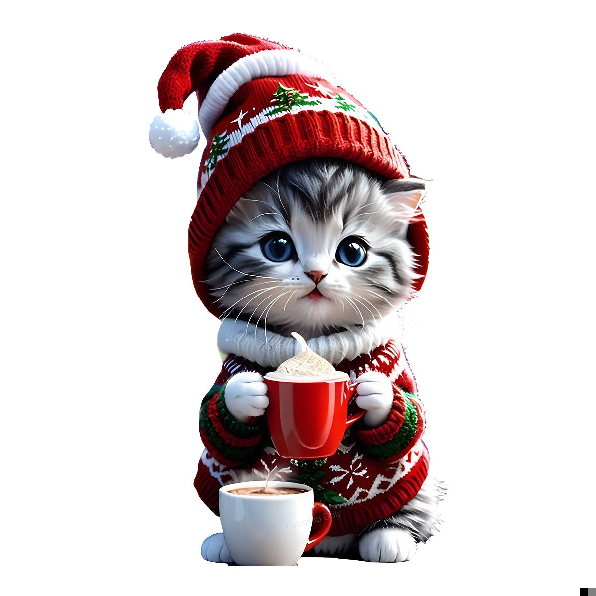 DTF Heat Transfer Iron On Sticker Iron On Transfers for T Shirts Christmas Cute Kitten in Santa Hat Design Heat Press Ready Local Warehouse - 1
