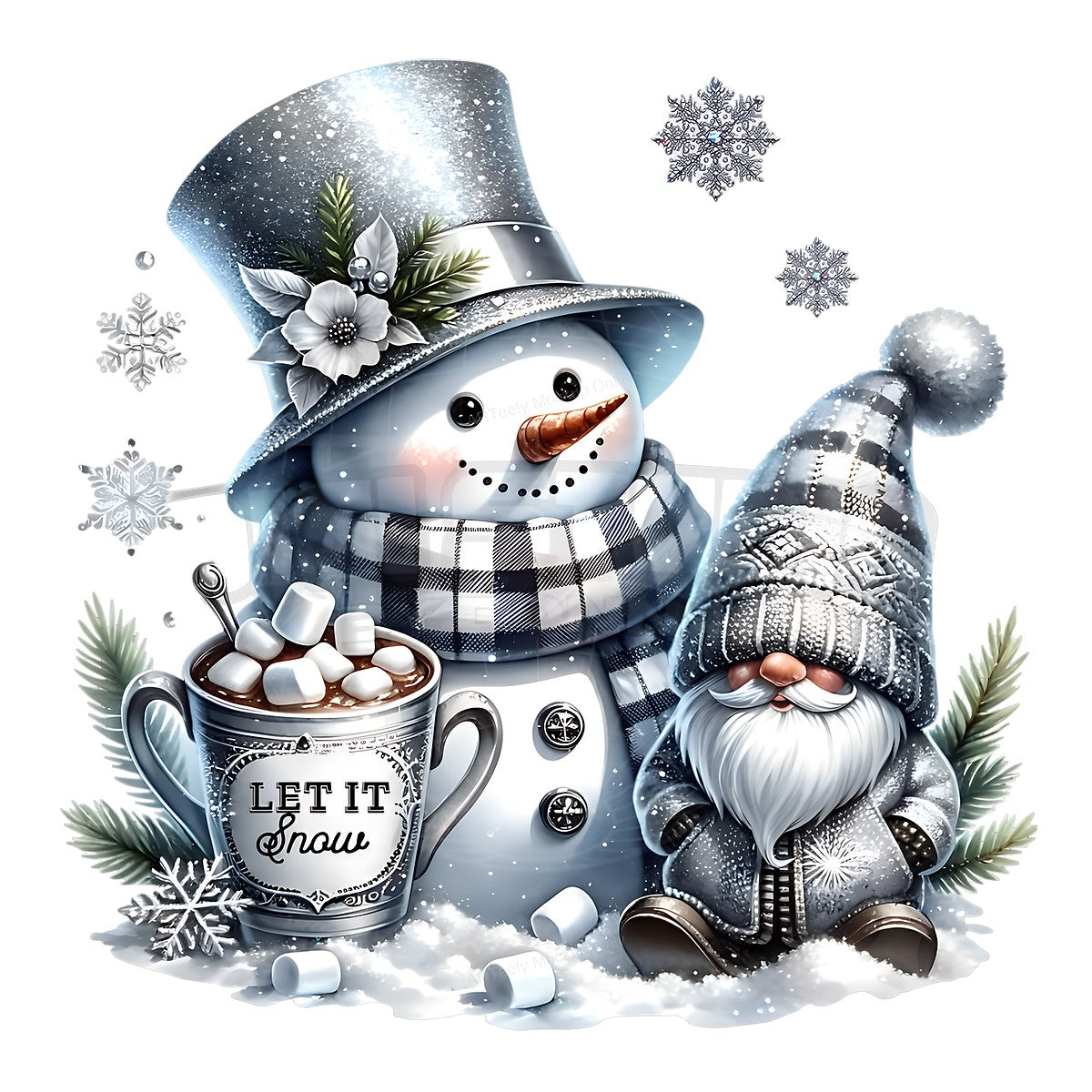 DTF Heat Transfer Iron On Sticker Heat Transfer Designs Ready to Press Snowman Gnome Let It Snow Winter Theme for Christmas T Shirts Hoodies Local Warehouse - 1